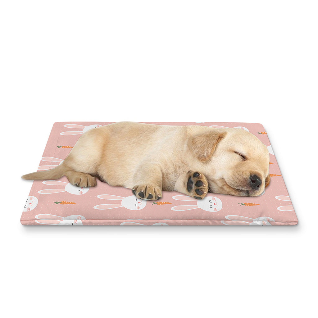 Rabbit And Carrot Pattern Print Pet Cooling Mat Cover