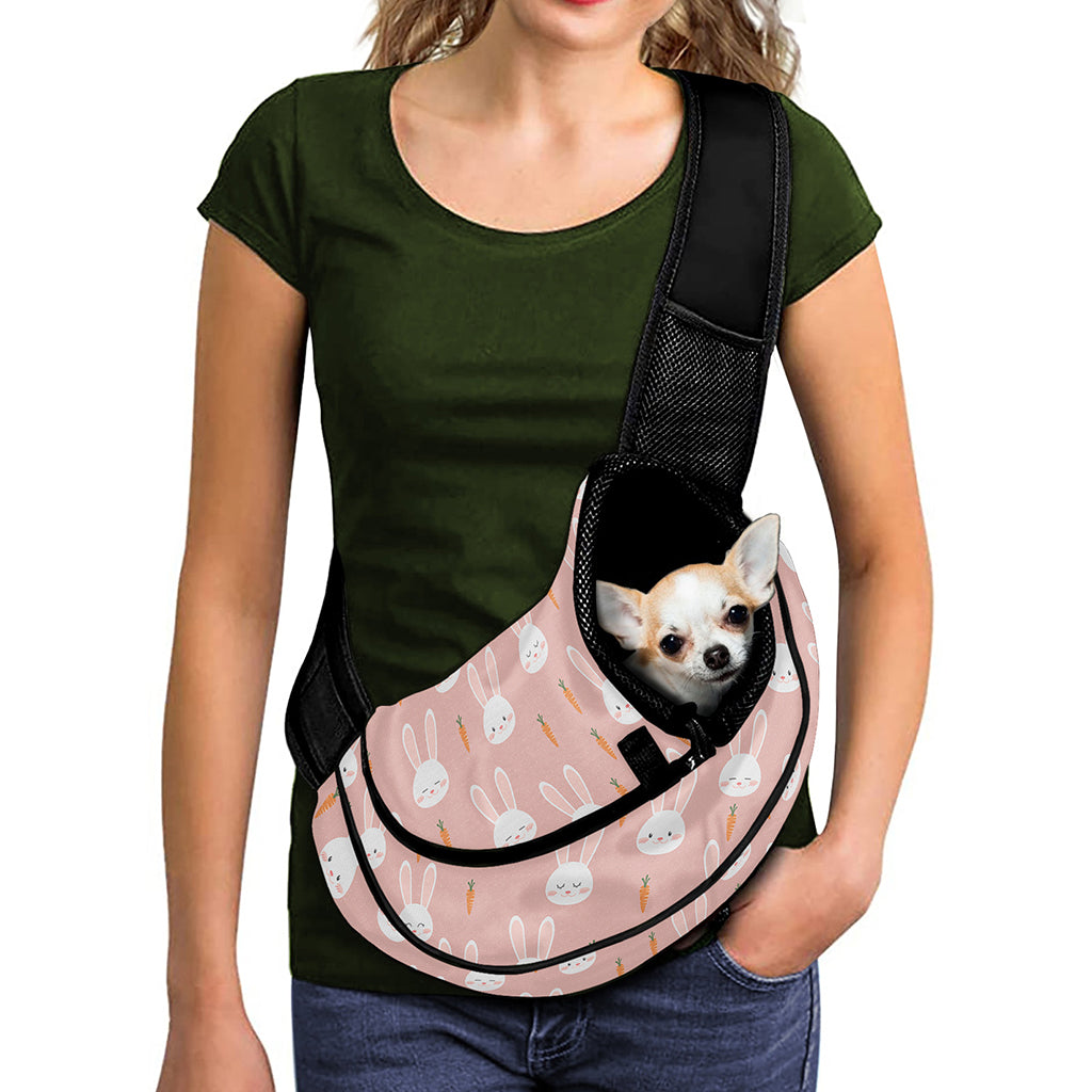 Rabbit And Carrot Pattern Print Pet Sling Carrier