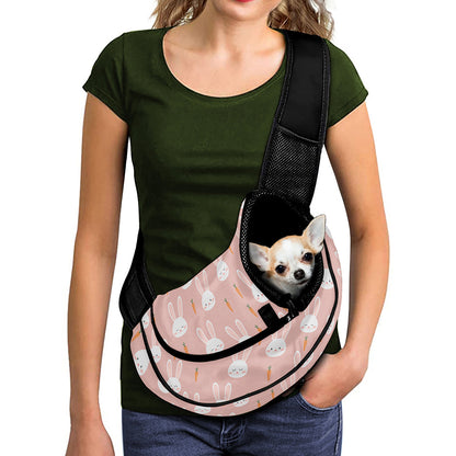 Rabbit And Carrot Pattern Print Pet Sling Carrier