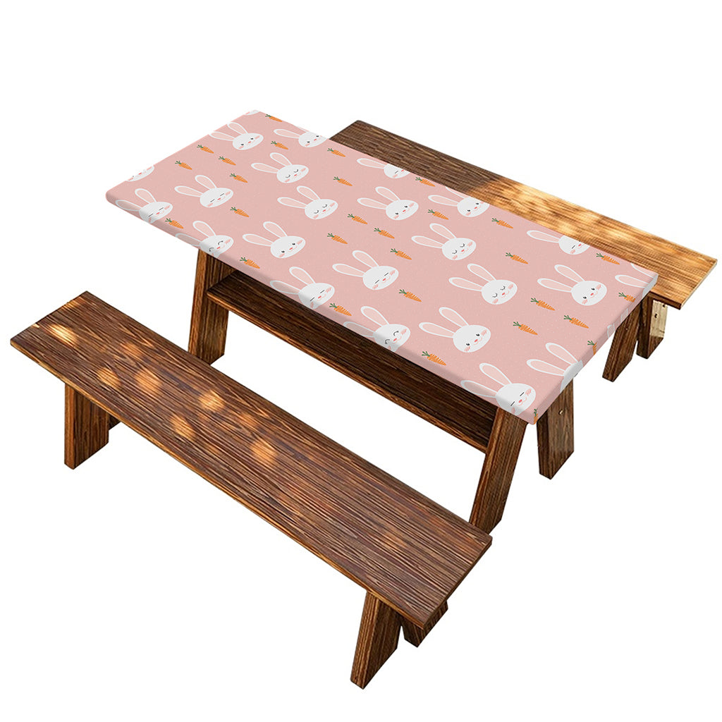 Rabbit And Carrot Pattern Print Picnic Table Cover