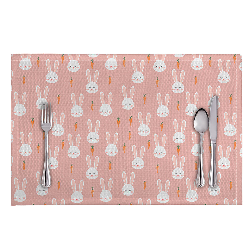 Rabbit And Carrot Pattern Print Placemat