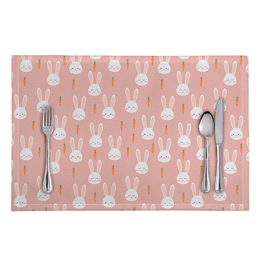 Rabbit And Carrot Pattern Print Placemat
