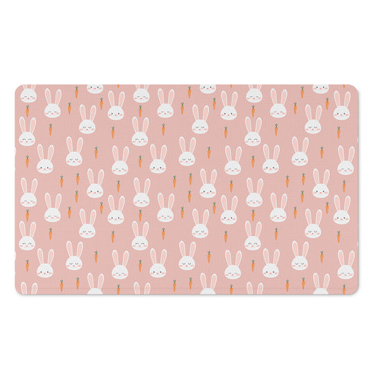 Rabbit And Carrot Pattern Print Polyester Doormat