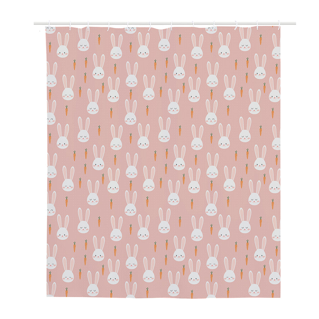 Rabbit And Carrot Pattern Print Polyester Shower Curtain