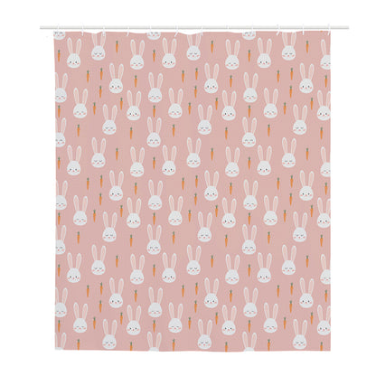 Rabbit And Carrot Pattern Print Polyester Shower Curtain
