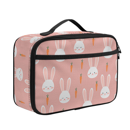 Rabbit And Carrot Pattern Print Portable Lunch Bag