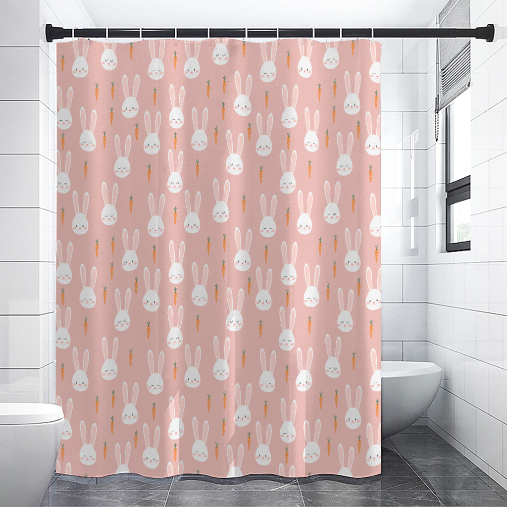 Rabbit And Carrot Pattern Print Premium Shower Curtain