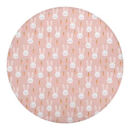Rabbit And Carrot Pattern Print Round Blanket