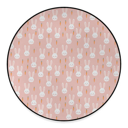 Rabbit And Carrot Pattern Print Round Floor Mat