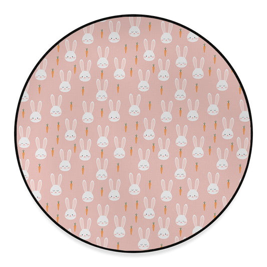 Rabbit And Carrot Pattern Print Round Floor Mat
