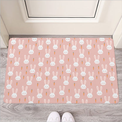 Rabbit And Carrot Pattern Print Rubber Doormat