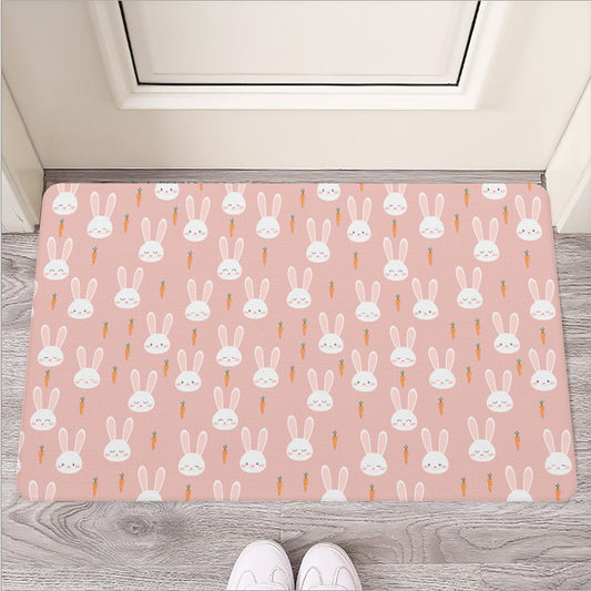 Rabbit And Carrot Pattern Print Rubber Doormat