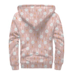 Rabbit And Carrot Pattern Print Sherpa Lined Zip Up Hoodie