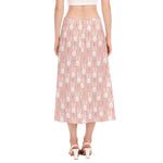 Rabbit And Carrot Pattern Print Side Slit Midi Skirt