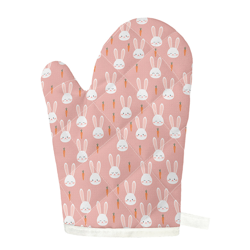 Rabbit And Carrot Pattern Print Single Oven Mitt
