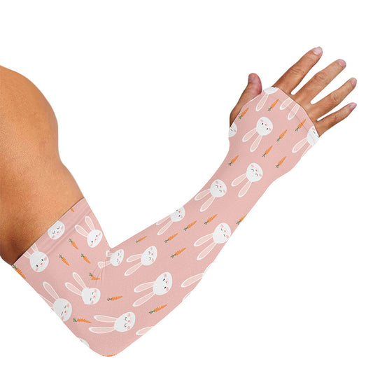 Rabbit And Carrot Pattern Print Sun Protection Arm Sleeves