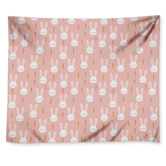 Rabbit And Carrot Pattern Print Tapestry