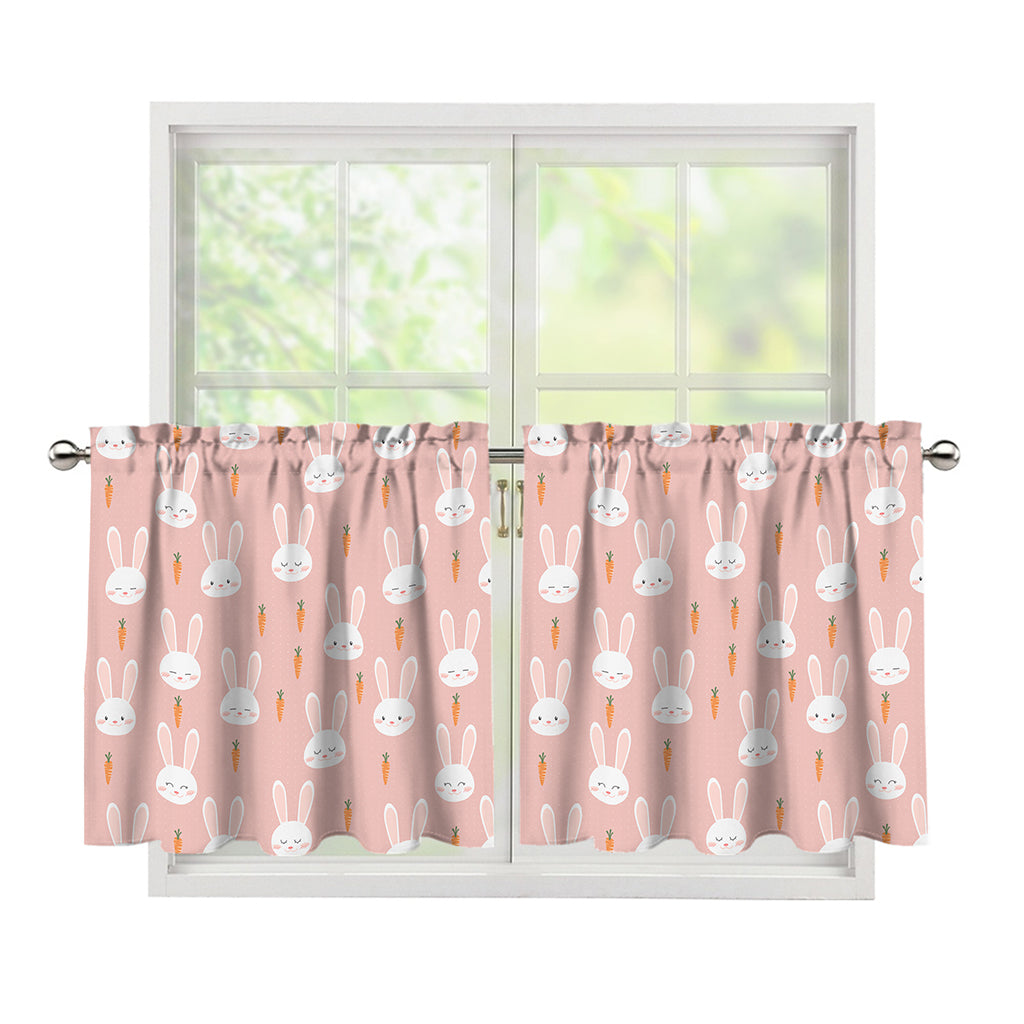 Rabbit And Carrot Pattern Print Tier Curtains