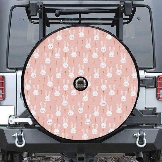 Rabbit And Carrot Pattern Print Tire Cover With Camera Hole