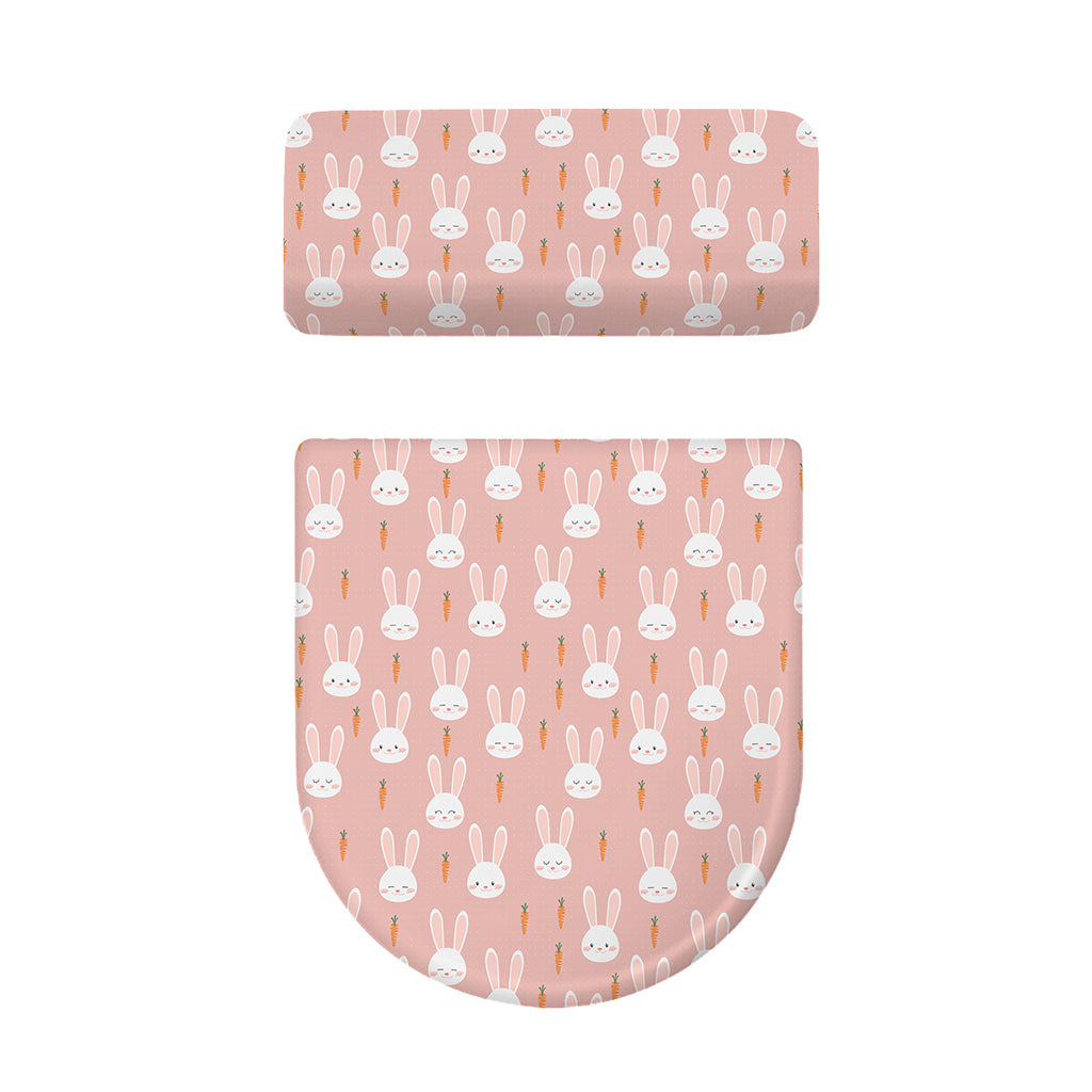 Rabbit And Carrot Pattern Print Toilet Lid And Tank Cover Set