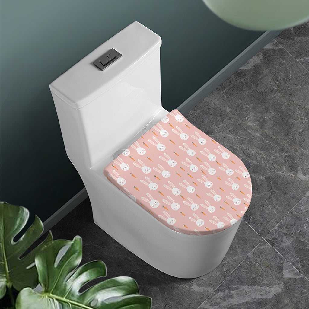 Rabbit And Carrot Pattern Print Toilet Lid Cover