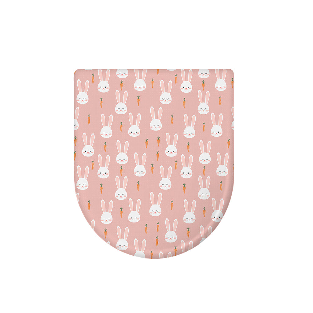 Rabbit And Carrot Pattern Print Toilet Lid Cover
