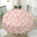 Rabbit And Carrot Pattern Print Waterproof Round Tablecloth
