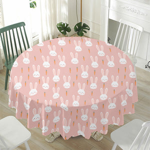 Rabbit And Carrot Pattern Print Waterproof Round Tablecloth