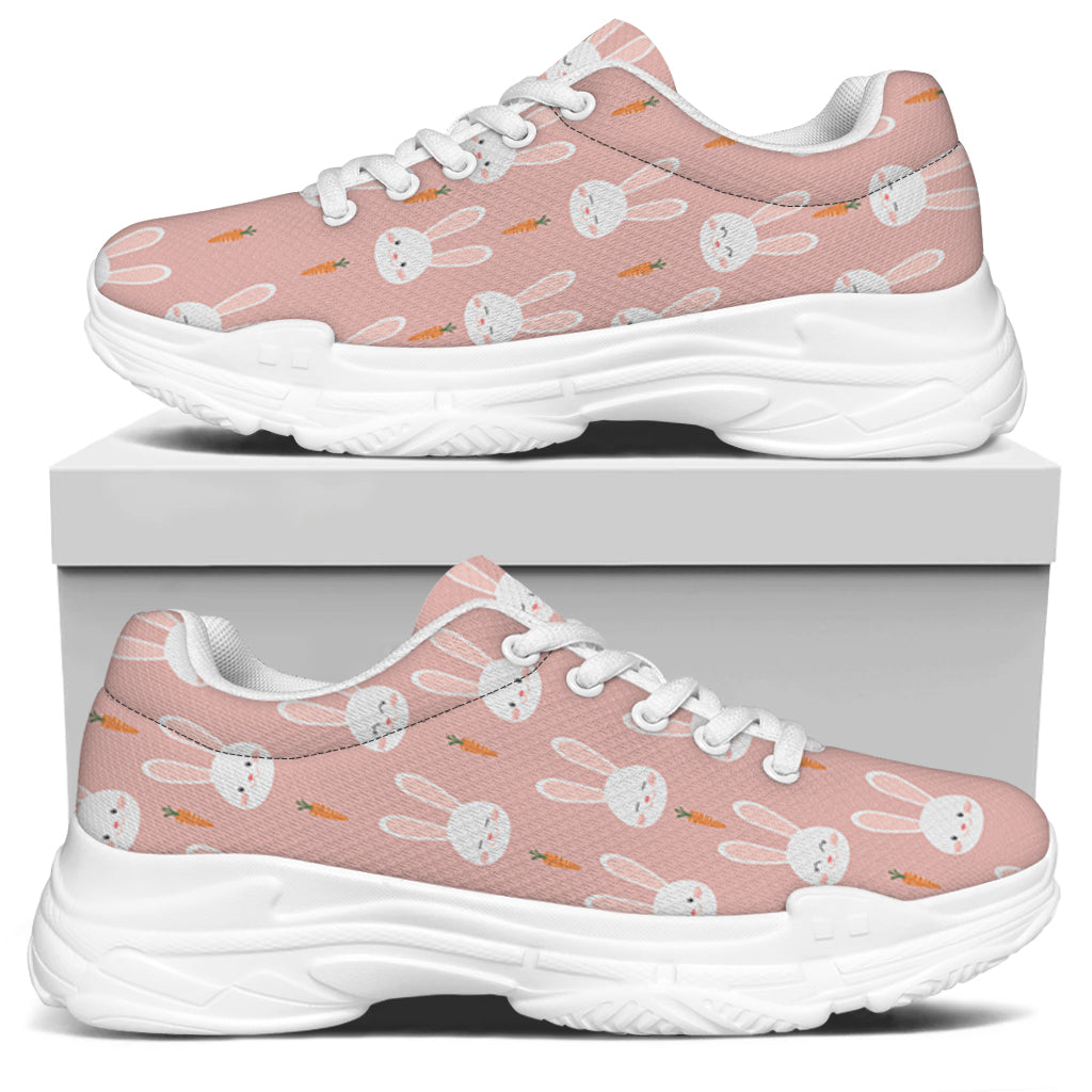 Rabbit And Carrot Pattern Print White Chunky Shoes