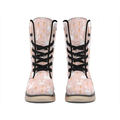 Rabbit And Carrot Pattern Print Winter Boots