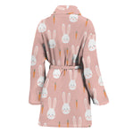 Rabbit And Carrot Pattern Print Women's Bathrobe