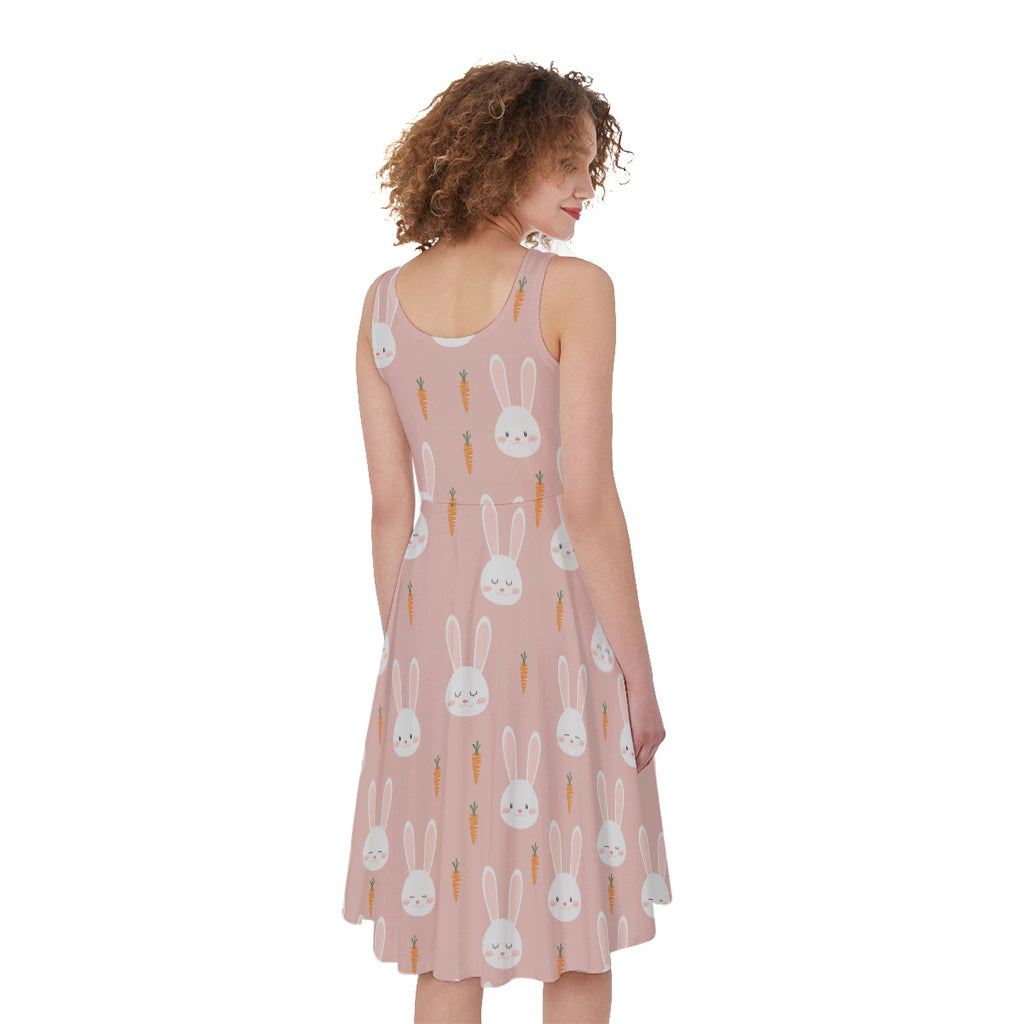 Rabbit And Carrot Pattern Print Women's Sleeveless Dress