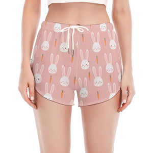 Rabbit And Carrot Pattern Print Women's Split Running Shorts