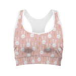 Rabbit And Carrot Pattern Print Women's Sports Bra