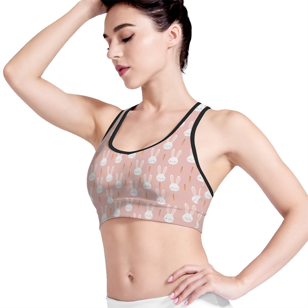 Rabbit And Carrot Pattern Print Women's Sports Bra