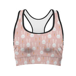 Rabbit And Carrot Pattern Print Women's Sports Bra