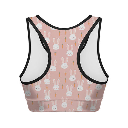Rabbit And Carrot Pattern Print Women's Sports Bra