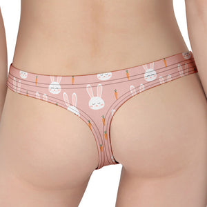 Rabbit And Carrot Pattern Print Women's Thong