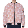 Rabbit And Carrot Pattern Print Zip Sleeve Bomber Jacket