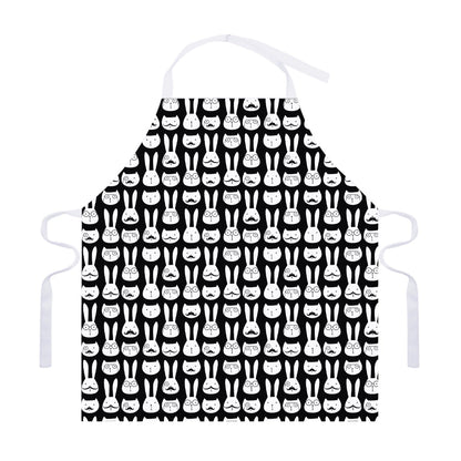Rabbit And Cat Pattern Print Adjustable Apron