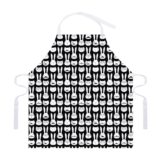 Rabbit And Cat Pattern Print Adjustable Apron
