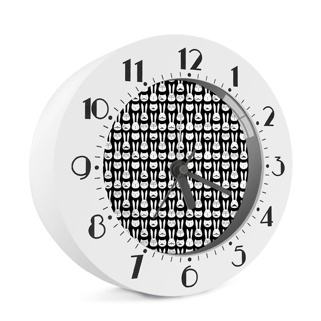 Rabbit And Cat Pattern Print Alarm Clock