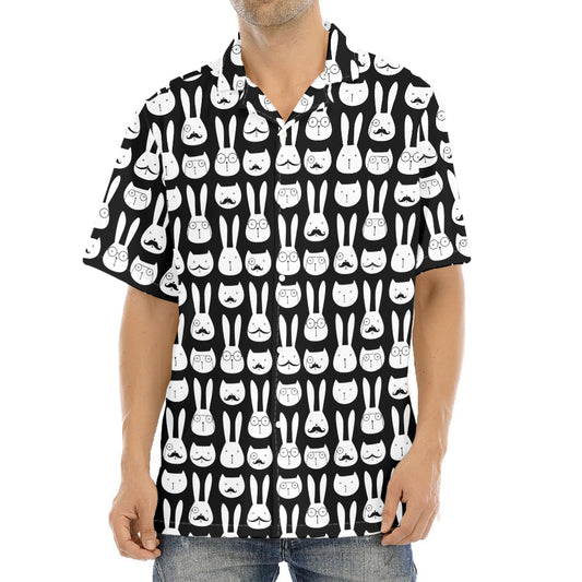 Rabbit And Cat Pattern Print Aloha Shirt