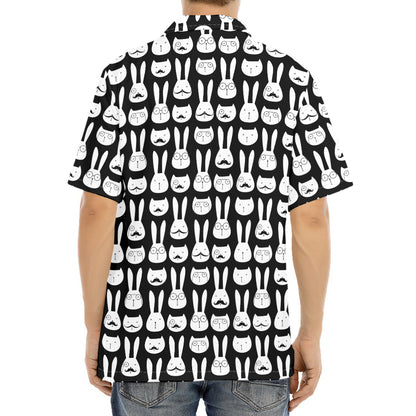 Rabbit And Cat Pattern Print Aloha Shirt