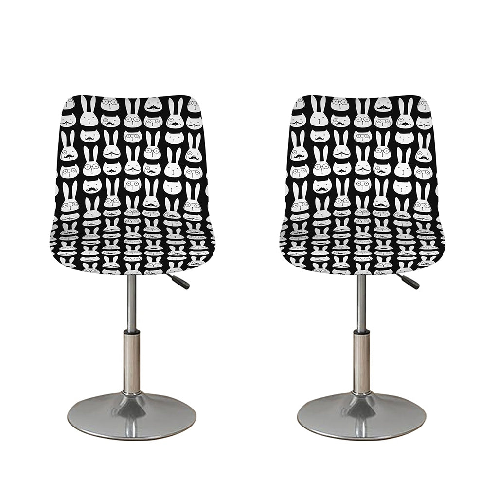 Rabbit And Cat Pattern Print Bar Stool Covers