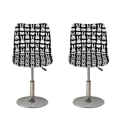 Rabbit And Cat Pattern Print Bar Stool Covers