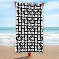 Rabbit And Cat Pattern Print Beach Towel