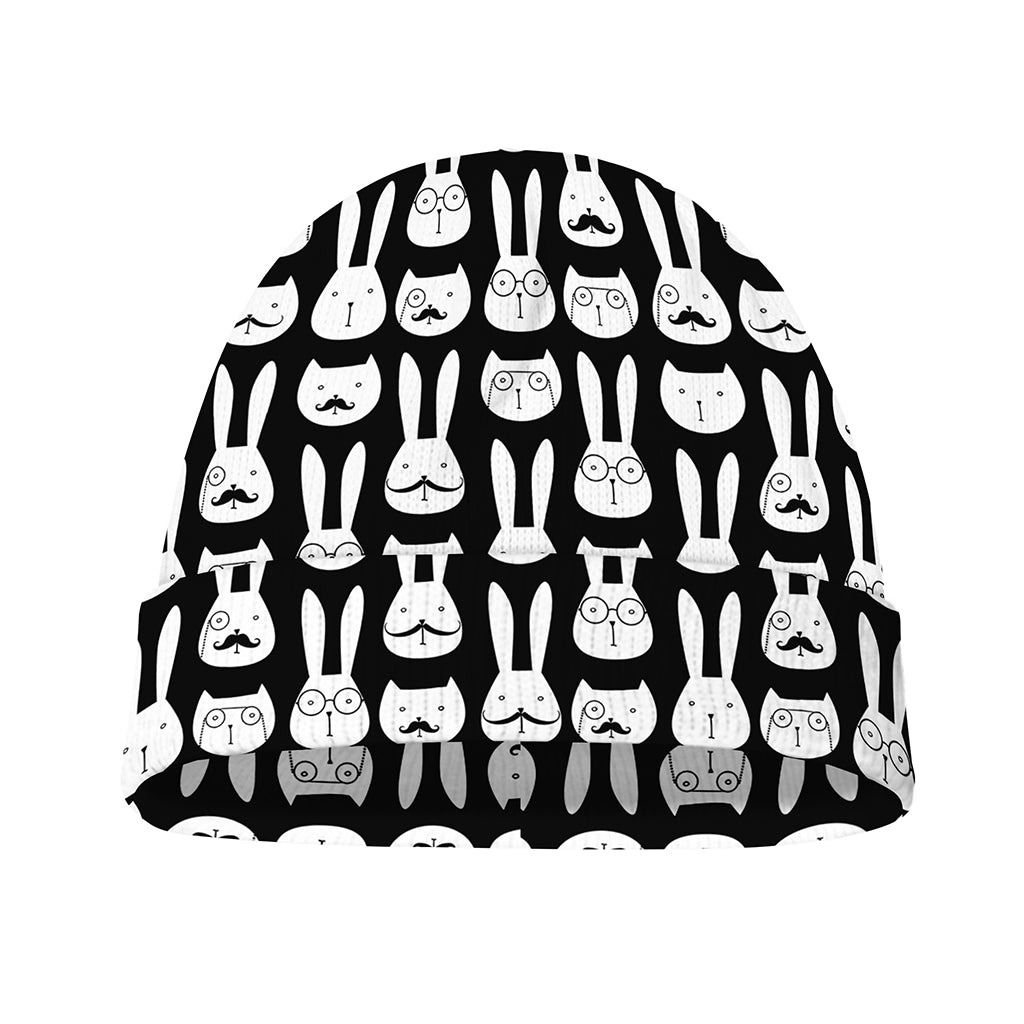 Rabbit And Cat Pattern Print Beanie