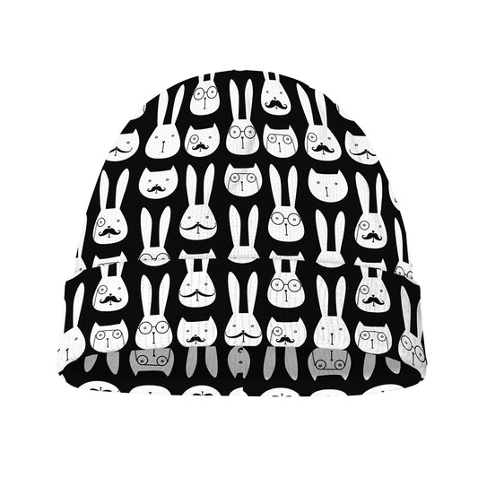 Rabbit And Cat Pattern Print Beanie