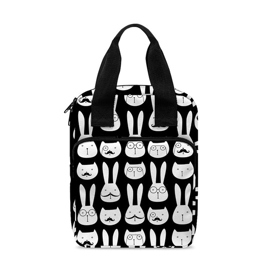 Rabbit And Cat Pattern Print Bible Tote Bag